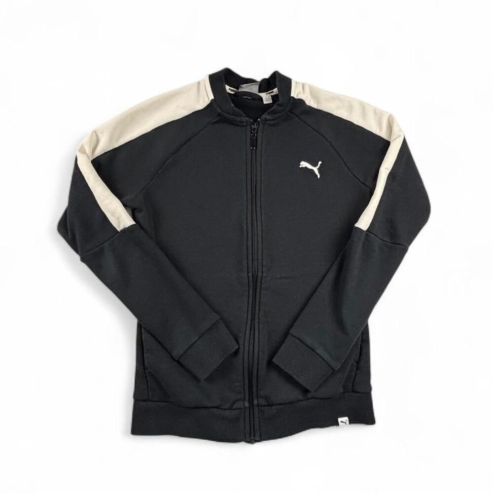 Puma Black White Track Jacket Womens M Full Zip Y2K Athleisure Streetwear
